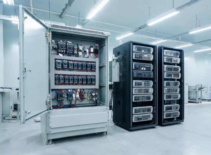 Industrial control cabinet serving an automated production line